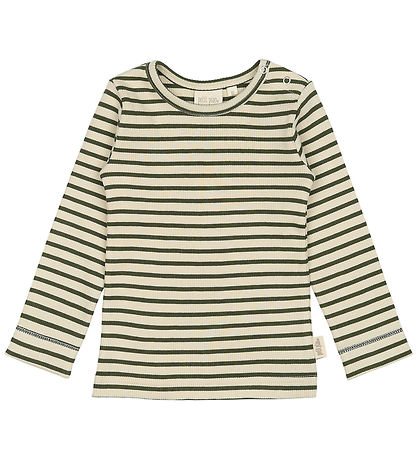 Petit Piao Bluse - Rib - Modal - Green Leaf/Off White