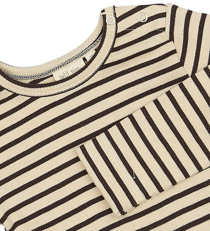 Petit Piao Bluse - Rib - Modal - Coffee Bean/Off White