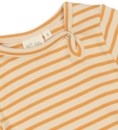 Petit Piao Body l/æ - Rib - Modal - Sunflower/Off White