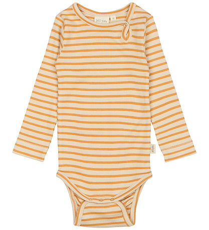 Petit Piao Body l/æ - Rib - Modal - Sunflower/Off White