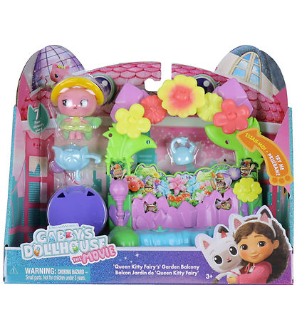 Gabby's Dollhouse Sæt - 7 Dele - Balcony Set - Queen Kitty Fairy