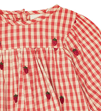 Flöss Sæt - Kjole/Bloomers - Berry Gingham m. Tern