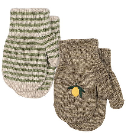 Konges Sløjd Luffer - Uld/Akryl - Filla - 2-pak - Lemon/Stripe
