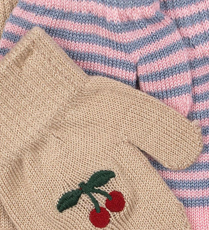 Konges Sløjd Luffer - Uld/Akryl - Filla - 2-pak - Cherry/Stripe