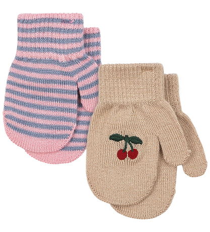 Konges Sløjd Luffer - Uld/Akryl - Filla - 2-pak - Cherry/Stripe