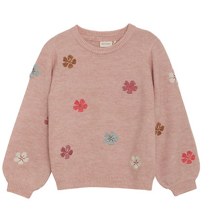 Minymo Bluse - Strik - Misty Rose m. Blomster