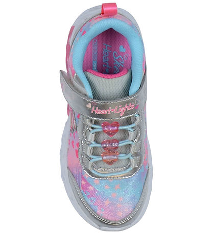 Skechers Sko m. Lys - Heart Jewels - Silver/Multi