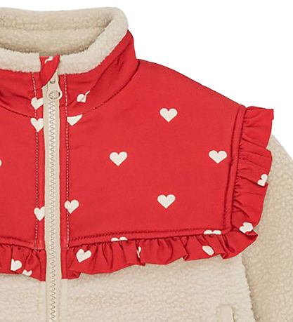 Flöss Fleecejakke - Ellen - Poppy Red/Soft White