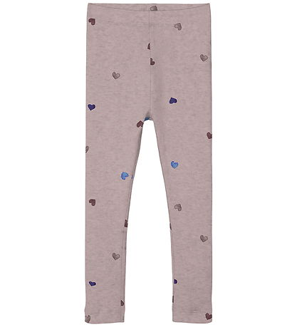 Name It Leggings - Noos - NmfNutti - Burnished Lilac m. Hjerter