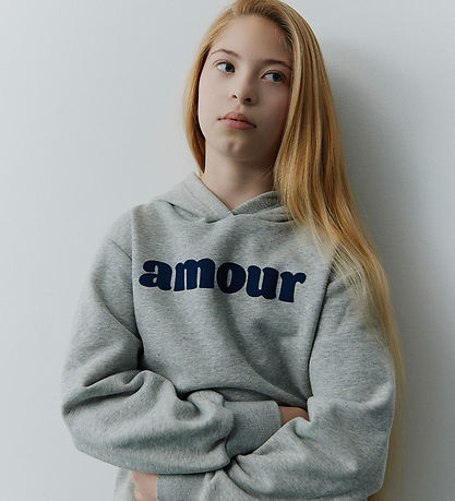 Sofie Schnoor Girls Hættetrøje - Simona - Gråmeleret m. Print