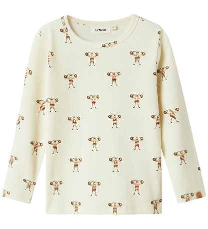 Lil Atelier Bluse - Rib - NmmLavo - AOP - Turtledove