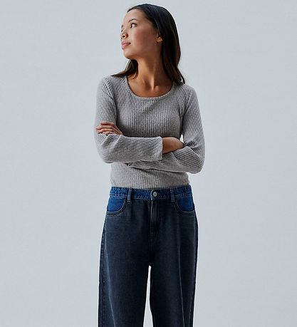 LMTD Bluse - Rib - NlfNinusa - Grey Melange