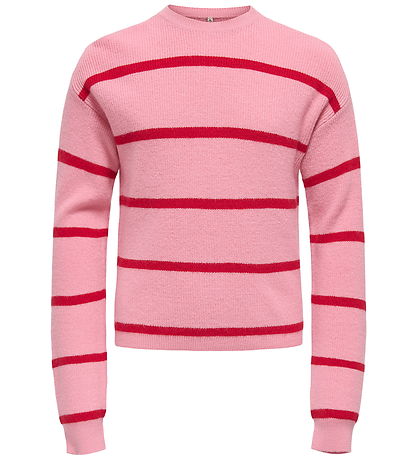 Kids Only Bluse - Strik - Noos - KogFranca - Sea Pink/Small Stri