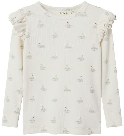 Lil' Atelier Bluse - Noos - Rib - Pastel Parchment/SWAN