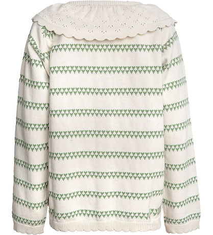 Hanevild Cardigan - Strik - Heart - Off White/Shale Green