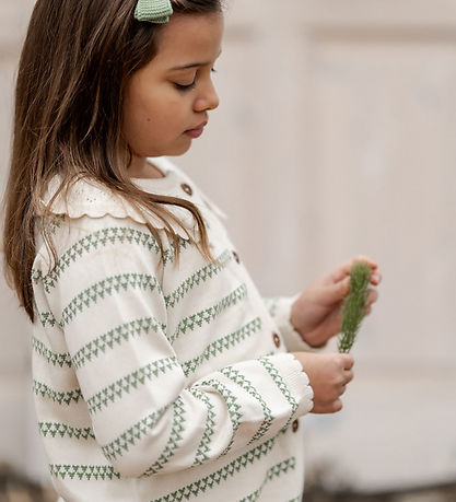 Hanevild Cardigan - Strik - Heart - Off White/Shale Green