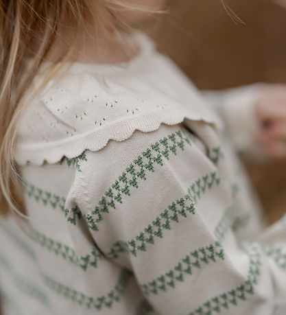 Hanevild Cardigan - Strik - Heart - Off White/Shale Green