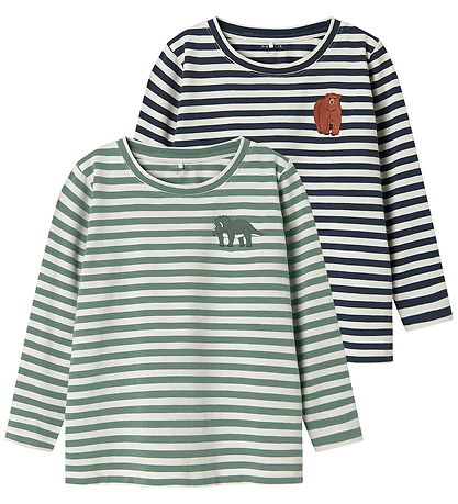 Name It Bluse - NmmNitu - 2-pak - Mood Indigo/W. GREEN BAY