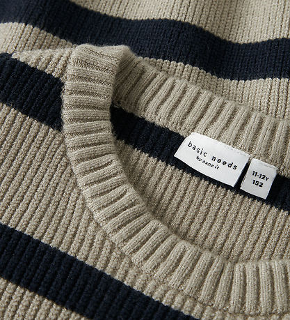 Name It Bluse - Strik - NkfvNilla - Island Fossil/W. NAVY BLAZER
