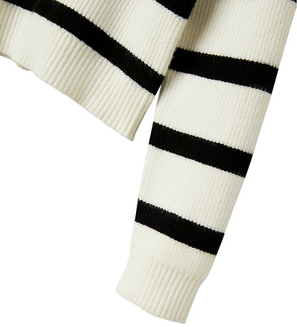 Name It Bluse - Strik - NkfVnilla - Cloud Dancer/W. BLACK STRIPE