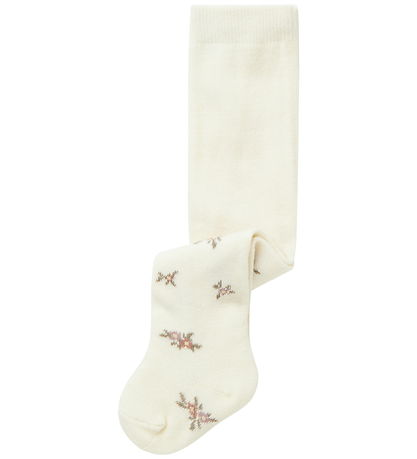 Name It Strømpebukser - Uld - NbfWak - Snow White/Small flowers
