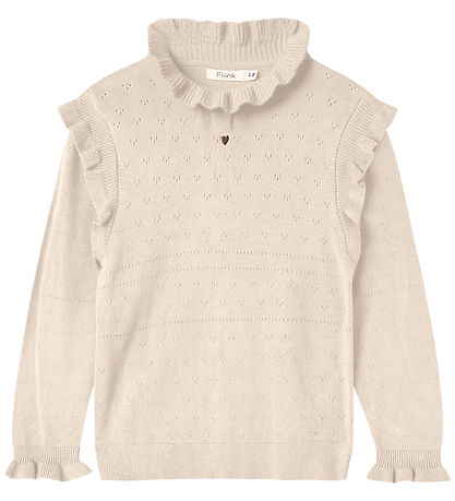 Fliink Bluse - Strik - Fame - Sandshell m. Hulmønster