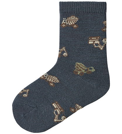 Name It strømper - 4-pak - Uld/Bomuld - NmmWak - Folkstone Gray/