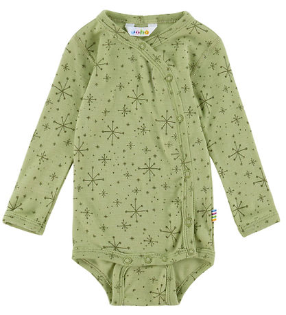 Joha Slå-om Body l/æ - Uld - Lys Olive m. Stjerner