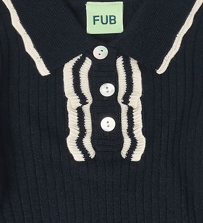 FUB Polobluse - Rib - Strik - Uld - Dark Navy