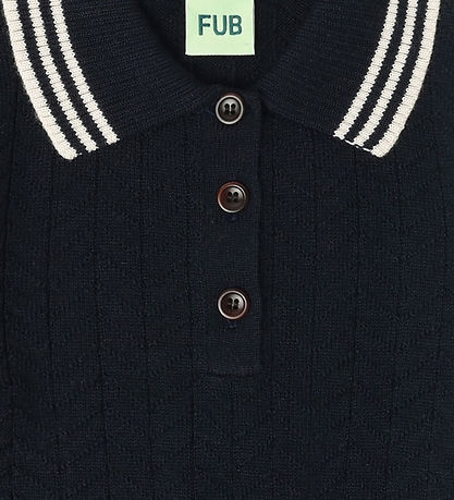 FUB Polobluse - Strik - Uld - ZigZag - Dark Navy