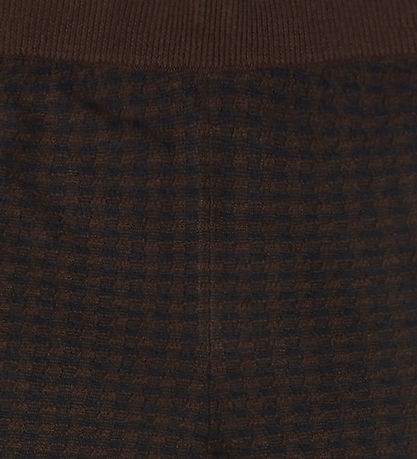 FUB Bukser - Strik - Uld - Checked - Mocca/Dark Navy