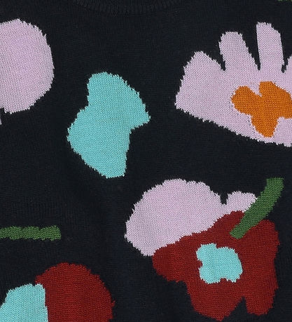 FUB Bluse - Strik - Uld - Blomst - Dark Navy