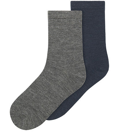 Name It Strømper - 2-pak - Uld/Bomuld - NkmWak - Dark Grey Melan