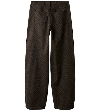 LMTD Bukser - Wide - NlfZebra - Chocolate Brown/BLACK ZEBRA
