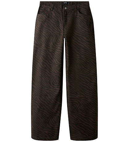 LMTD Bukser - Wide - NlfZebra - Chocolate Brown/BLACK ZEBRA
