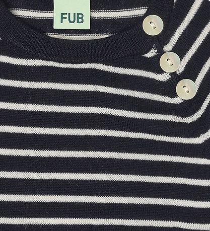FUB Bluse - Strik - Uld - Dark Navy/Ecru