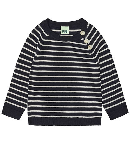 FUB Bluse - Strik - Uld - Dark Navy/Ecru