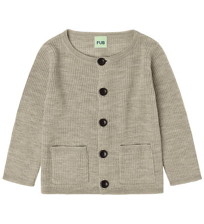 FUB Cardigan - Rib - Strik - Uld - Oat Melange