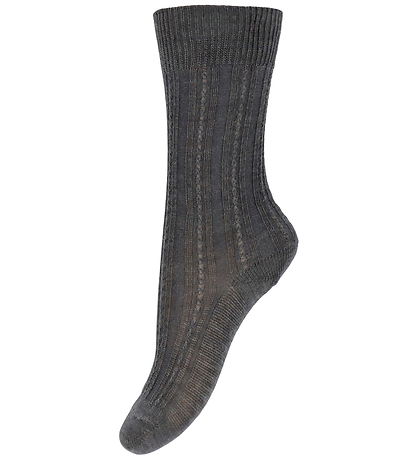 FUB Strømper - Uld - Rib - 2-pak - Dark Beige Melange