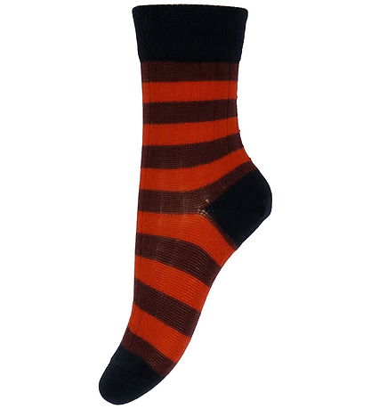 FUB Strømper - Uld - Rib - 2-pak - Dark Navy/Signal Red