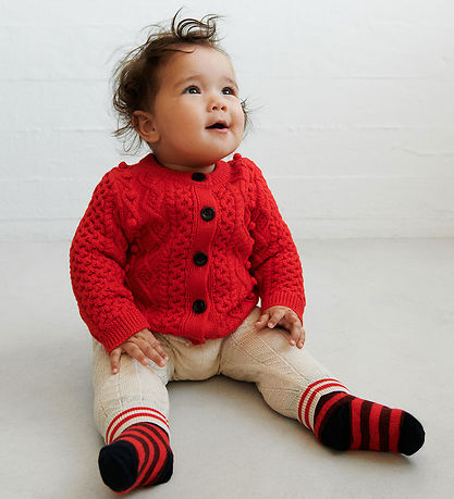 FUB Strømper - Uld - Rib - 2-pak - Dark Navy/Signal Red