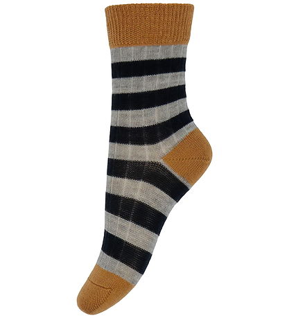 FUB Strømper - Uld - Rib - 2-pak - Burnt Amber/Dark Navy