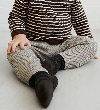 FUB Strømper - Uld - Check - 2-pak - Mocca/Dark Navy