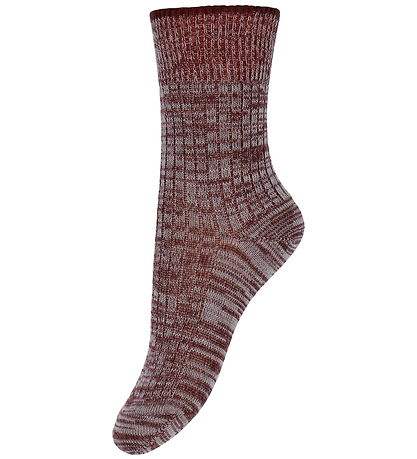 FUB Strømper - Uld - Melange - 2-pak - Cranberry/Ecru