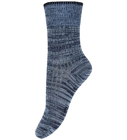 FUB Strømper - Uld - Melange - 2-pak - Aqua/Dark Navy