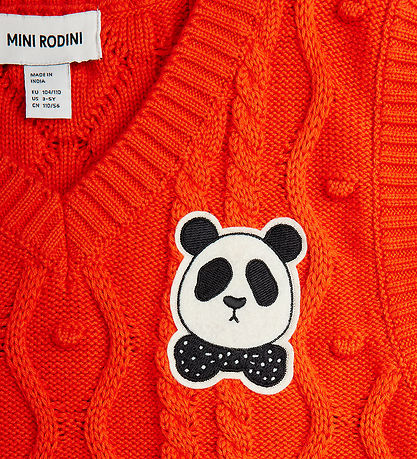 Mini Rodini T-shirt - Strik - Panda Patch - Red