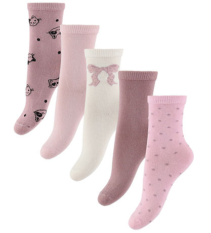 Name It Strømper - 5-pak - NmfVinni - Cloud Dancer/Bow