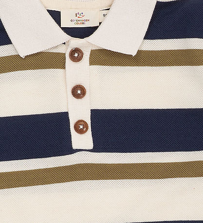 Copenhagen Colors Polobluse - Striped Pique - Green Combi