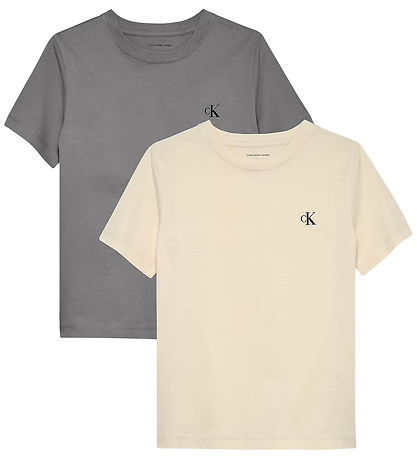 Calvin Klein T-shirts - 2-pak - Monogram - Granite Gray/Whitecap