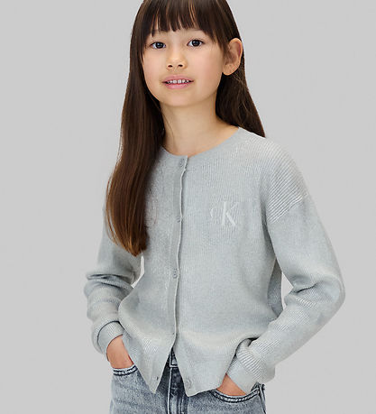 Calvin Klein Cardigan - Strik - Coated - Sølv